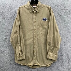 Pro Edge Penn State Shirt Mens Size Large Button Up Beige NCAA Nittany Lions*